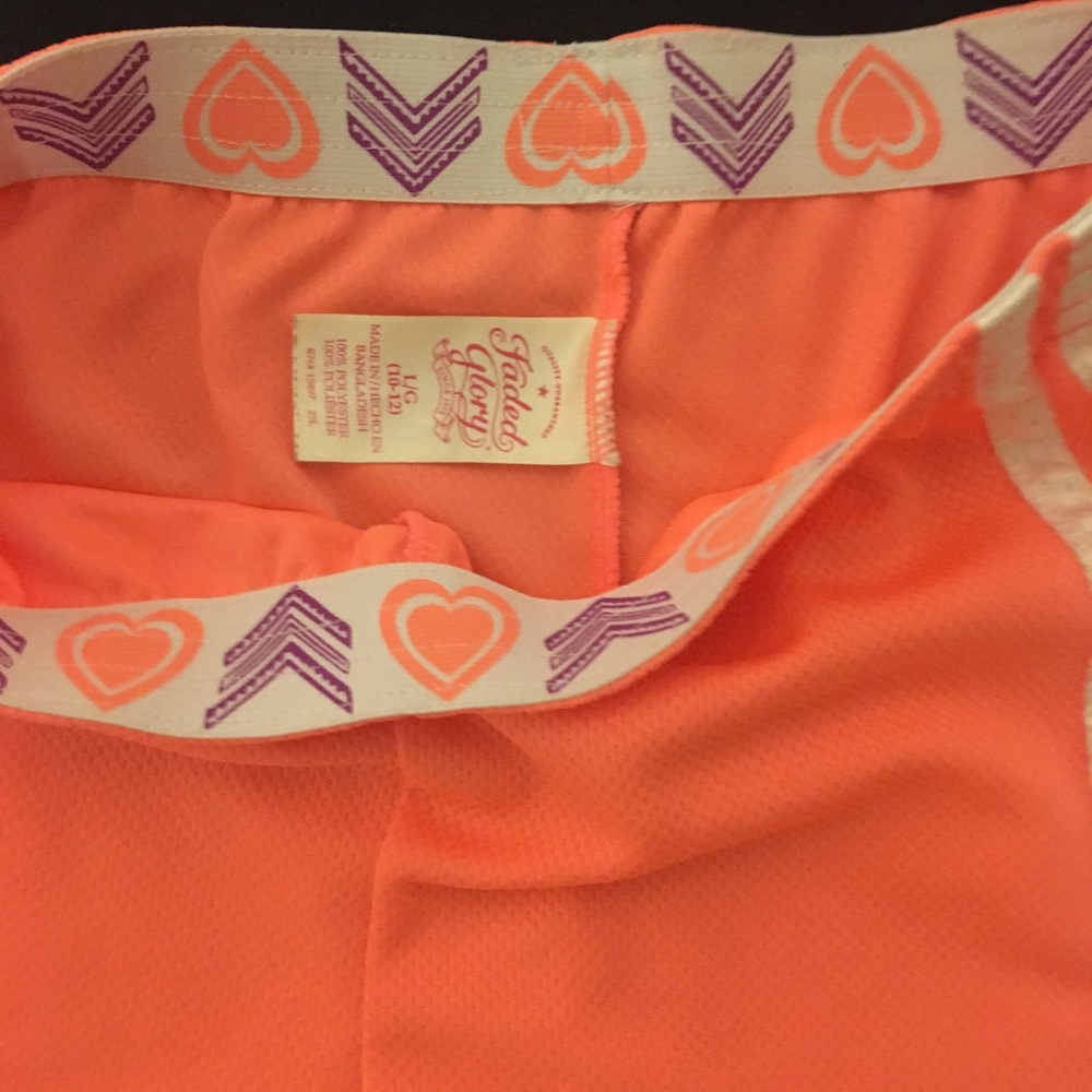 Orange work out shorts size l girls